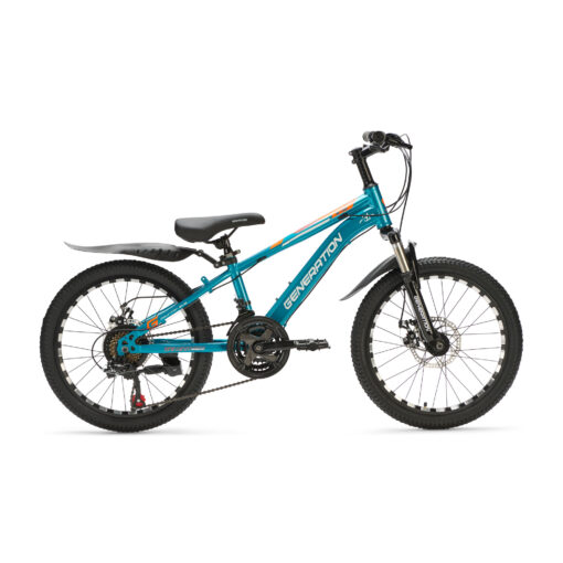 Ontdek de Generation M-760 Mountainbike 20 inch - Lichblauw met spatborden voor kinderen van 6-8 jaar. Met stoer design, 21 versnellingen en schijfremmen voor optimale veiligheid en plezier!