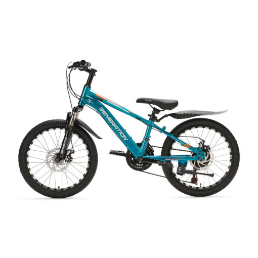 Ontdek de Generation M-760 Mountainbike 20 inch - Lichblauw met spatborden voor kinderen van 6-8 jaar. Met stoer design, 21 versnellingen en schijfremmen voor optimale veiligheid en plezier!