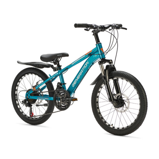 Ontdek de Generation M-760 Mountainbike 20 inch - Lichblauw met spatborden voor kinderen van 6-8 jaar. Met stoer design, 21 versnellingen en schijfremmen voor optimale veiligheid en plezier!
