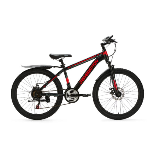 De Generation Baturo Mountainbike 24 inch - Rood spatborden is een stoere en veilige keuze voor kinderen van 7-10 jaar. Met duurzaamheid, comfort en veiligheid voorop, biedt deze fiets avontuur op elk terrein.