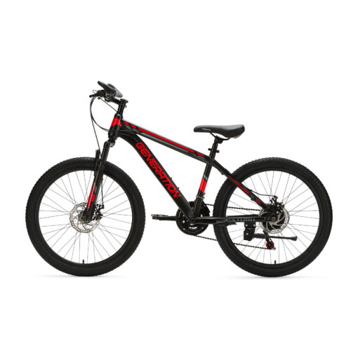 De Generation Baturo Mountainbike 24 inch - Rood is een stoere en veilige keuze voor kinderen van 7-10 jaar. Met duurzaamheid, comfort en veiligheid voorop, biedt deze fiets avontuur op elk terrein.