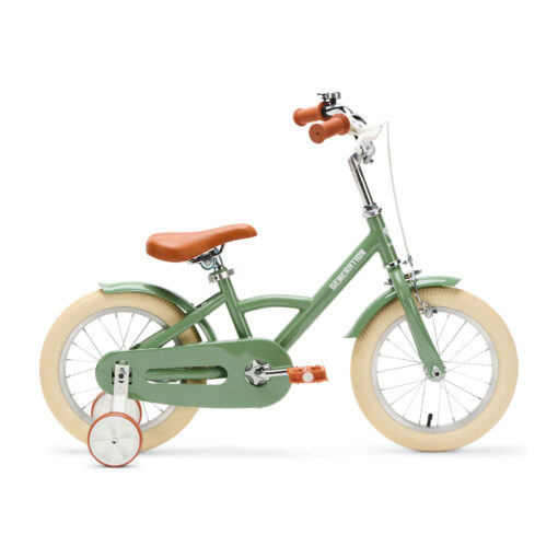 De Generation Classico 14 inch Olijfgroen - Kinderfiets, biedt stijl, veiligheid, en comfort voor kinderen van 3-5 jaar. Inclusief zijwieltjes en eenvoudige montage. Bestel vandaag nog!