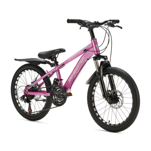 Ontdek de Generation M-760 Mountainbike 20 inch - Roze met spatborden voor kinderen van 6-8 jaar. Met stoer design, 21 versnellingen en schijfremmen voor optimale veiligheid en plezier!