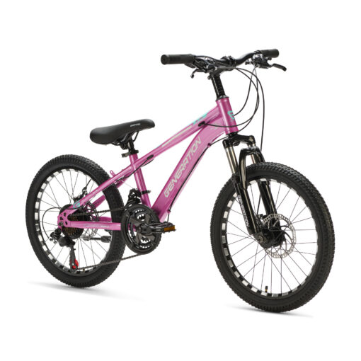 Ontdek de Generation M-760 Mountainbike 20 inch - Roze voor kinderen van 6-8 jaar. Met stoer design, 21 versnellingen en schijfremmen voor optimale veiligheid en plezier!