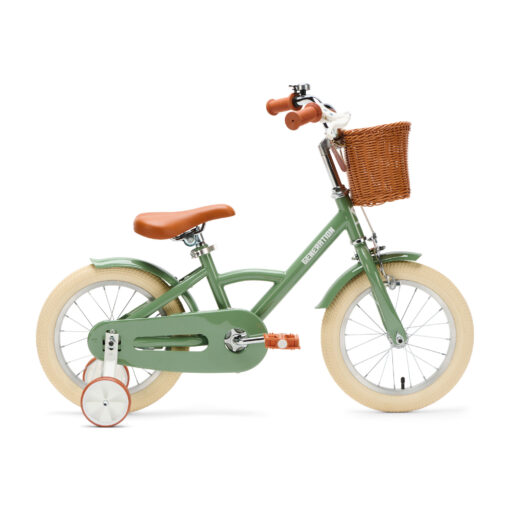 De Generation Classic 14 inch Olijfgroen - Kinderfiets, biedt stijl, veiligheid, en comfort voor kinderen van 3-5 jaar. Inclusief zijwieltjes en eenvoudige montage. Bestel vandaag nog!
