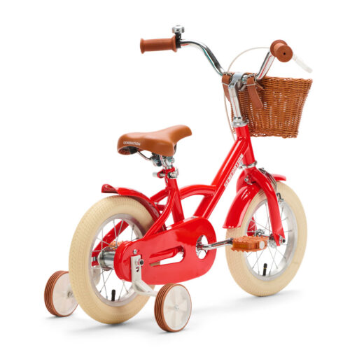 De Generation Classic 12 inch Rood - Kinderfiets, biedt stijl, veiligheid, en comfort voor kinderen van 2-4 jaar. Inclusief zijwieltjes en eenvoudige montage. Bestel vandaag nog!