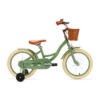De Generation Blanco 16 Inch Olijfgroen met Mandje is een stevige, stijlvolle kinderfiets voor kinderen van 4-6 jaar. Met een robuust stalen frame, verstelbaar zadel en stuur, en een handig mandje voorop.