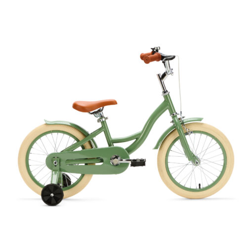 De Generation Blanco 16 Inch Olijfgroen is een stevige, stijlvolle kinderfiets voor kinderen van 4-6 jaar. Met een robuust stalen frame, verstelbaar zadel en stuur, en een stoer ontwerp.