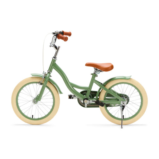 De Generation Blanco 16 Inch Olijfgroen is een stevige, stijlvolle kinderfiets voor kinderen van 4-6 jaar. Met een robuust stalen frame, verstelbaar zadel en stuur, en een stoer ontwerp.