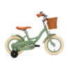 De Generation Blanco 12 Inch Olijfgroen met Mandje is een stoere kinderfiets voor kinderen van 2-4 jaar. Met een stevig frame, verstelbaar zadel en stuur, en een handig mandje voorop.