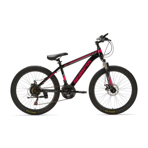 De Generation Baturo Mountainbike 24 inch – Roze is de perfecte fiets voor stoere meiden van 7 tot 10 jaar. Met 21 versnellingen, schijfremmen en een geveerde voorvork is deze mountainbike ideaal voor avonturen op de weg en off-road. Veilig, stijlvol en stevig – de ultieme fiets voor jonge avonturiers!