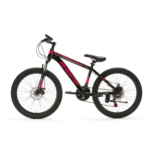 De Generation Baturo Mountainbike 24 inch – Roze is de perfecte fiets voor stoere meiden van 7 tot 10 jaar. Met 21 versnellingen, schijfremmen en een geveerde voorvork is deze mountainbike ideaal voor avonturen op de weg en off-road. Veilig, stijlvol en stevig – de ultieme fiets voor jonge avonturiers!