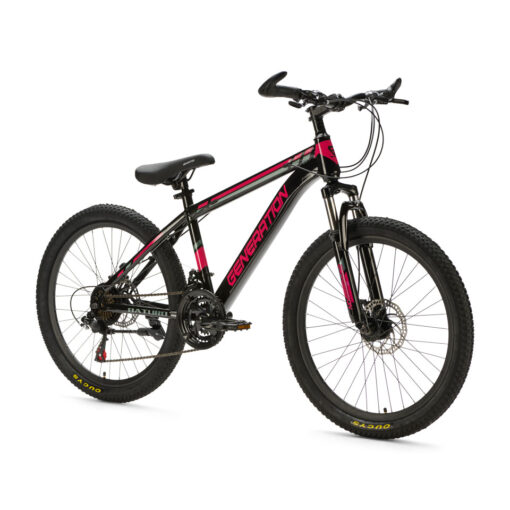 De Generation Baturo Mountainbike 24 inch – Roze is de perfecte fiets voor stoere meiden van 7 tot 10 jaar. Met 21 versnellingen, schijfremmen en een geveerde voorvork is deze mountainbike ideaal voor avonturen op de weg en off-road. Veilig, stijlvol en stevig – de ultieme fiets voor jonge avonturiers!