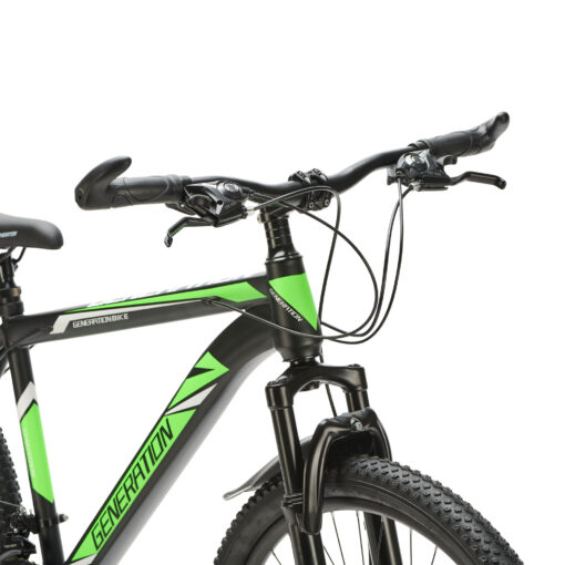 Stoere en stevige mountainbike van Generation Fietsen met 26 inch wielen, spatborden, 21 versnellingen en schijfremmen. Geschikt voor kinderen van 10 tot 14 jaar.