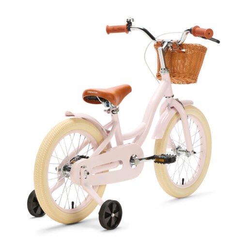 De Generation Blanco 16 Inch Lichtroze met Mandje is een charmante, stijlvolle kinderfiets voor kinderen van 4-6 jaar. Met een stevig stalen frame, verstelbaar zadel en stuur, mandje en zijwieltjes.