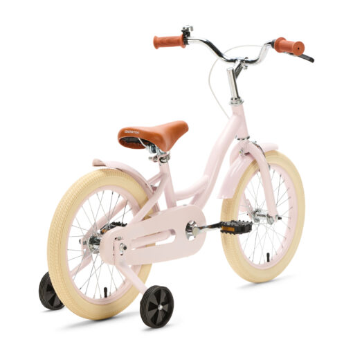 De Generation Blanco 16 Inch Lichtroze is een charmante, stijlvolle kinderfiets voor kinderen van 4-6 jaar. Met een stevig stalen frame, verstelbaar zadel en stuur en zijwieltjes.