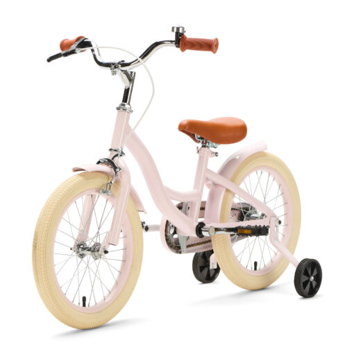 De Generation Blanco 16 Inch Lichtroze is een charmante, stijlvolle kinderfiets voor kinderen van 4-6 jaar. Met een stevig stalen frame, verstelbaar zadel en stuur en zijwieltjes.