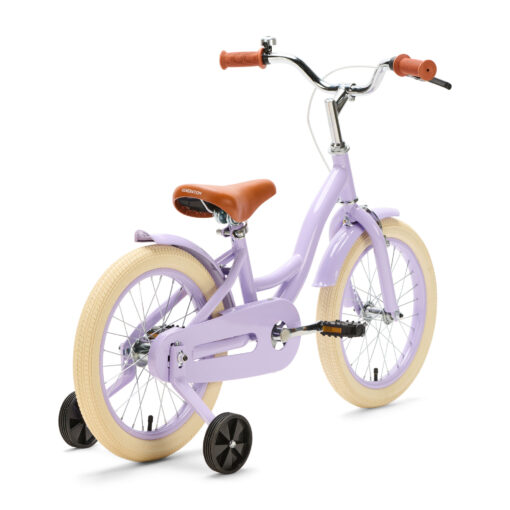De Generation Blanco 16 Inch Lila is een charmante, stijlvolle kinderfiets voor kinderen van 4-6 jaar. Met een stevig stalen frame, verstelbaar zadel en stuur en zijwieltjes.