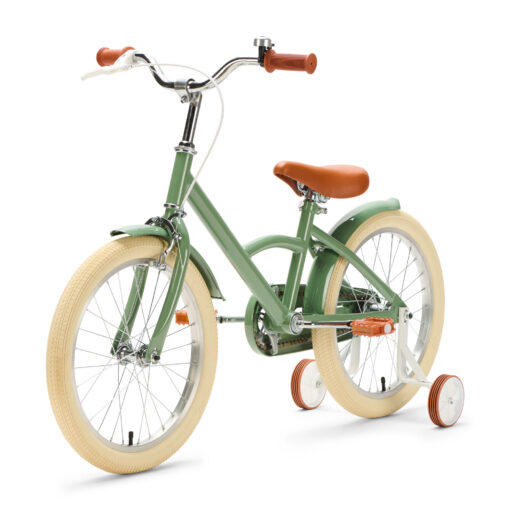 De Generation Classic 18 Inch Groen is een stoere kinderfiets voor kinderen van 5 tot 8 jaar. Met zijwieltjes, een stevig stalen frame en bruine accenten is deze fiets zowel praktisch als stijlvol. Voorzien van een achteruittraprem én handrem, reflectoren en een gesloten kettingkast voor veilig en comfortabel fietsen.