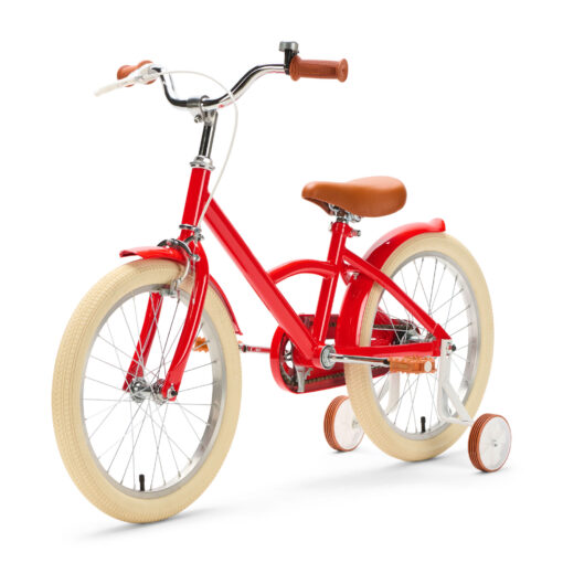 De Generation Classic 18 Inch Rood is een stoere kinderfiets voor kinderen van 5 tot 8 jaar. Met zijwieltjes, een stevig stalen frame en bruine accenten is deze fiets zowel praktisch als stijlvol. Voorzien van een achteruittraprem én handrem, reflectoren en een gesloten kettingkast voor veilig en comfortabel fietsen.