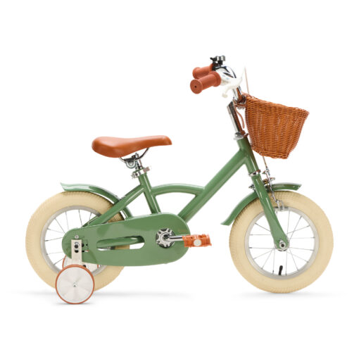 De Generation Classic 12 inch Groen – Kinderfiets met Mandje is een stevige en stijlvolle eerste fiets voor kinderen van 2 tot 4 jaar. Met zijwieltjes en een bel combineert deze klassieke kinderfiets veiligheid en comfort met een vrolijke uitstraling.