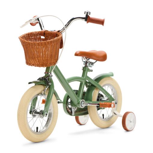 De Generation Classic 12 inch Groen – Kinderfiets met Mandje is een stevige en stijlvolle eerste fiets voor kinderen van 2 tot 4 jaar. Met zijwieltjes en een bel combineert deze klassieke kinderfiets veiligheid en comfort met een vrolijke uitstraling.