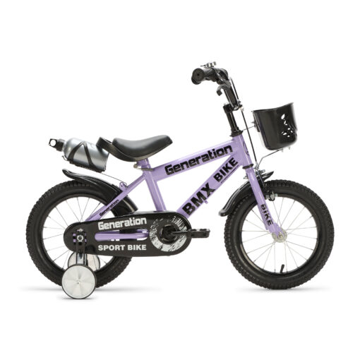 De Generation BMX 14 inch Lila – Kinderfiets is ideaal voor kinderen van 3 tot 5 jaar. Met een stevig frame, veilige remmen en coole accessoires biedt deze fiets zowel plezier als veiligheid.