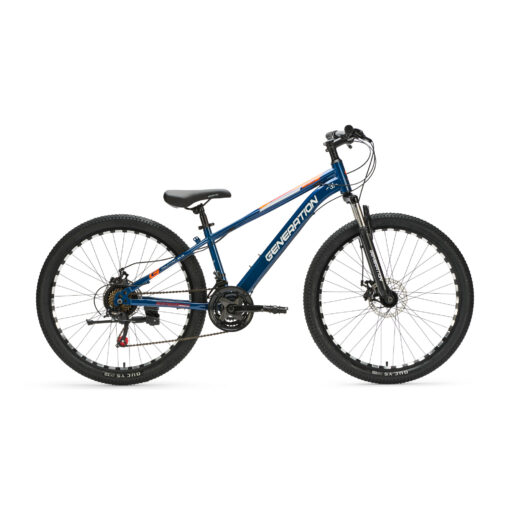 De Generation M-760 Mountainbike 26 inch – Blauw is een stoere en robuuste fiets voor jonge avonturiers vanaf 9 jaar. Met 21 versnellingen, schijfremmen en een geveerde voorvork is deze mountainbike perfect voor ritten op zowel de weg als ruig terrein. Het sterke stalen frame en het sportieve blauwe design zorgen voor veiligheid, comfort en een coole uitstraling.