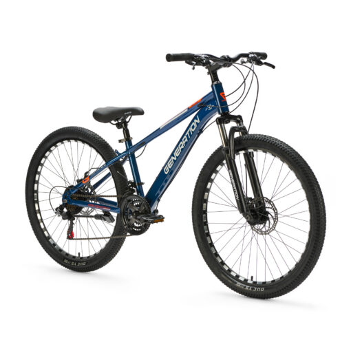 De Generation M-760 Mountainbike 26 inch – Blauw is een stoere en robuuste fiets voor jonge avonturiers vanaf 9 jaar. Met 21 versnellingen, schijfremmen en een geveerde voorvork is deze mountainbike perfect voor ritten op zowel de weg als ruig terrein. Het sterke stalen frame en het sportieve blauwe design zorgen voor veiligheid, comfort en een coole uitstraling.