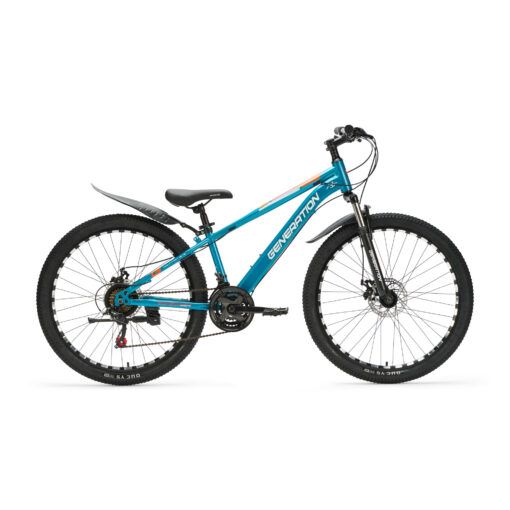 De Generation M-760 Mountainbike 26 inch – Lichtblauw met spatborden is een stoere en robuuste fiets voor jonge avonturiers vanaf 9 jaar.