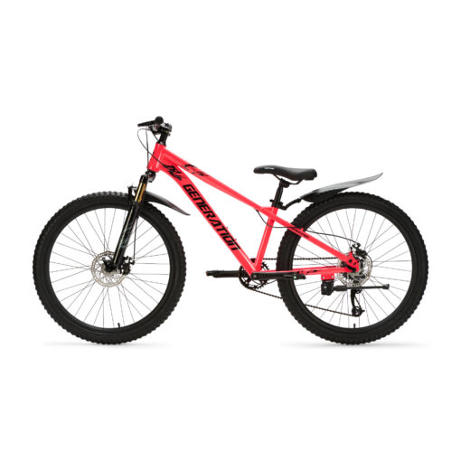De Generation X8 Mountainbike 26 inch - Roze met spatborden is een veilige en praktische fiets voor kinderen van 10 tot 14 jaar. Met 8 versnellingen, schijfremmen voor en achter, verstelbaar zadel en spatborden is deze mountainbike ideaal voor straat- en recreatieve off-road ritten, ook bij nat weer.