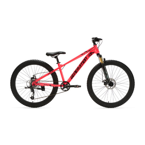 De Generation X8 Mountainbike 26 inch - Roze is een stoere en veilige fiets voor kinderen van 10 tot 14 jaar. Met 8 versnellingen, schijfremmen voor en achter en verstelbaar zadel is deze mountainbike ideaal voor straat- en recreatieve off-road ritten.