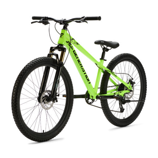 De Generation X8 Mountainbike 26 inch - Neon Geel is een stoere fiets voor kinderen van 10 tot 14 jaar. Met 8 versnellingen, schijfremmen voor en achter en een verstelbaar zadel is deze mountainbike ideaal voor straat- en recreatieve off-road ritten. Het neongele frame valt goed op en zorgt voor extra zichtbaarheid.