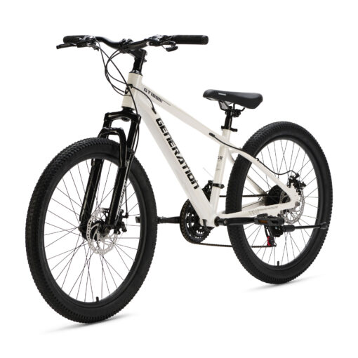 De Generation GT100 24 inch Wit is een lichte en sportieve mountainbike kinderfiets met 21 versnellingen en krachtige schijfremmen. Perfect voor actieve kinderen die graag langere en uitdagendere ritten maken.