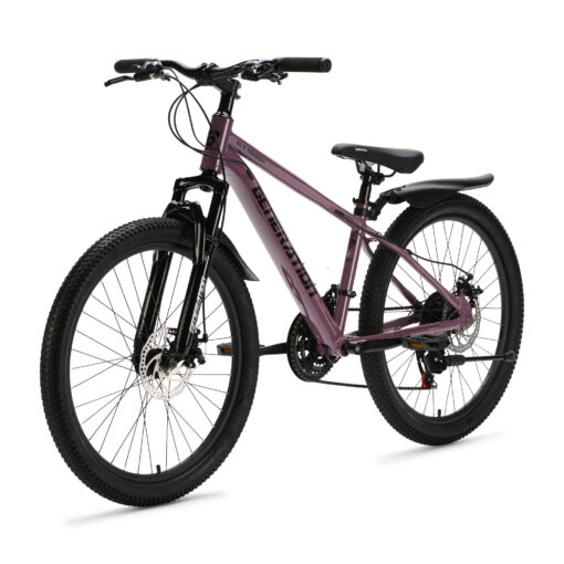 De Generation GT100 24 inch Paars is een lichte en sportieve mountainbike kinderfiets met 21 versnellingen en krachtige schijfremmen. Perfect voor actieve kinderen die klaar zijn voor langere en uitdagendere fietstochten.