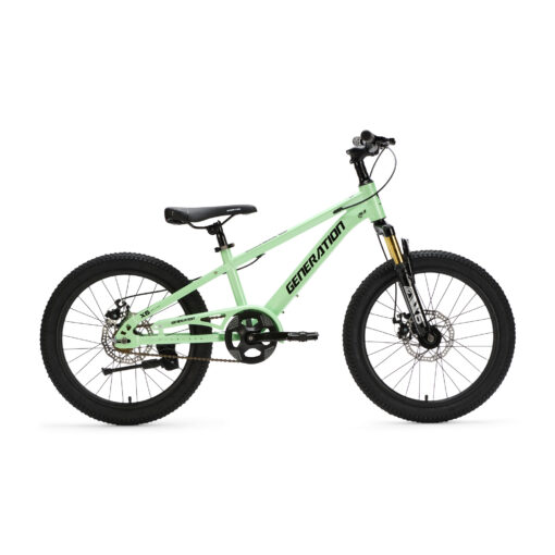 De Generation X6 20 inch Mintgroen is een lichte en sportieve kinderfiets met aluminium frame en krachtige schijfremmen. Perfect voor kinderen van 6 tot 8 jaar die houden van een stoere mountainbike look en comfortabel dagelijks willen fietsen.