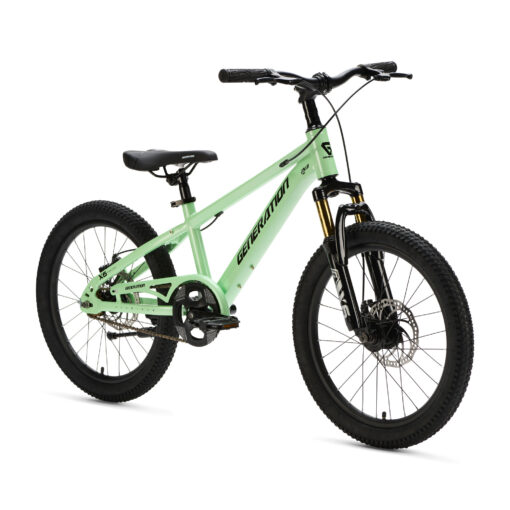 De Generation X6 20 inch Mintgroen is een lichte en sportieve kinderfiets met aluminium frame en krachtige schijfremmen. Perfect voor kinderen van 6 tot 8 jaar die houden van een stoere mountainbike look en comfortabel dagelijks willen fietsen.