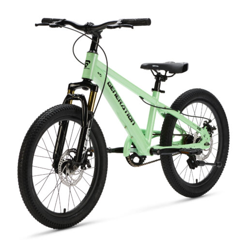 De Generation X6 20 inch Mintgroen is een lichte en sportieve kinderfiets met aluminium frame en krachtige schijfremmen. Perfect voor kinderen van 6 tot 8 jaar die houden van een stoere mountainbike look en comfortabel dagelijks willen fietsen.