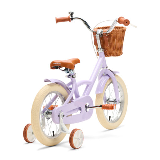 De Generation Classic 14 inch Lila – Kinderfiets, biedt stijl, veiligheid, en comfort voor kinderen van 3-5 jaar. Inclusief zijwieltjes en eenvoudige montage. Bestel vandaag nog!